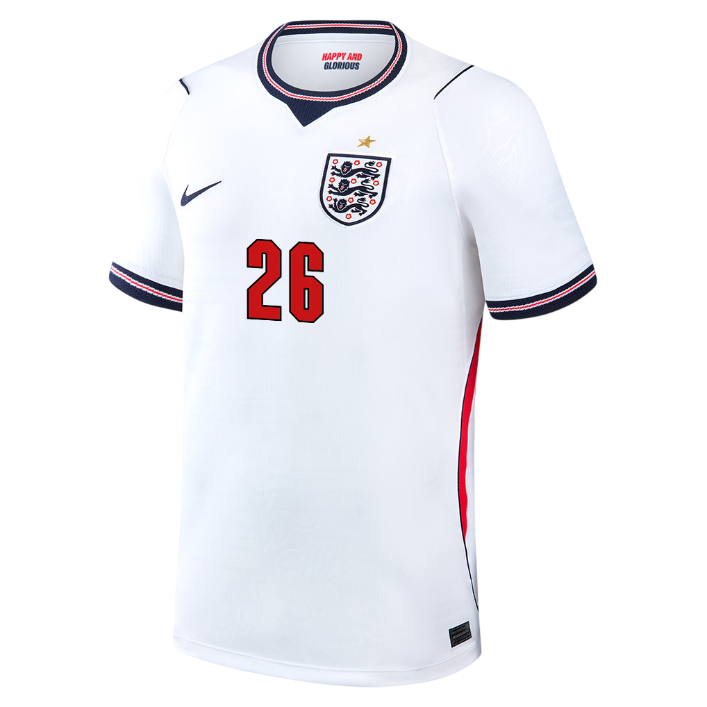 England QUANSAH #26 Home World Cup 2026 Jersey White Men's