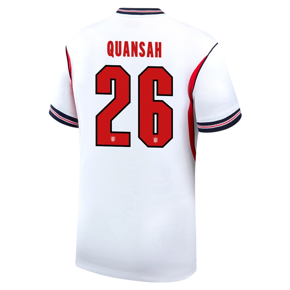 England QUANSAH #26 Home World Cup 2026 Jersey White Men's