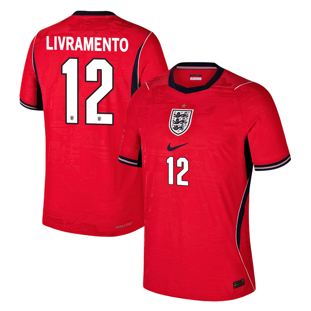 England LIVRAMENTO #12 Away World Cup 2026 Jersey Red Men's