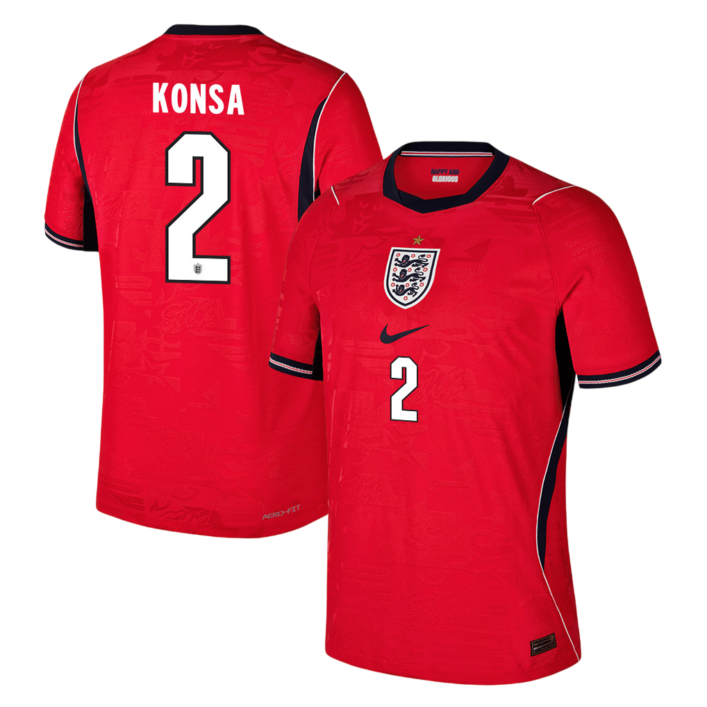 England KONSA #2 Away World Cup 2026 Jersey Red Men's