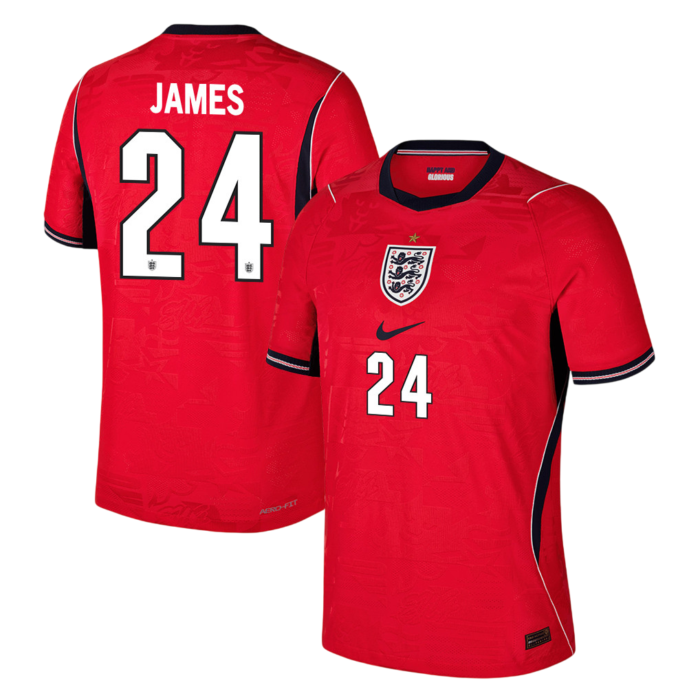 England JAMES #24 Away World Cup 2026 Jersey Red Men's