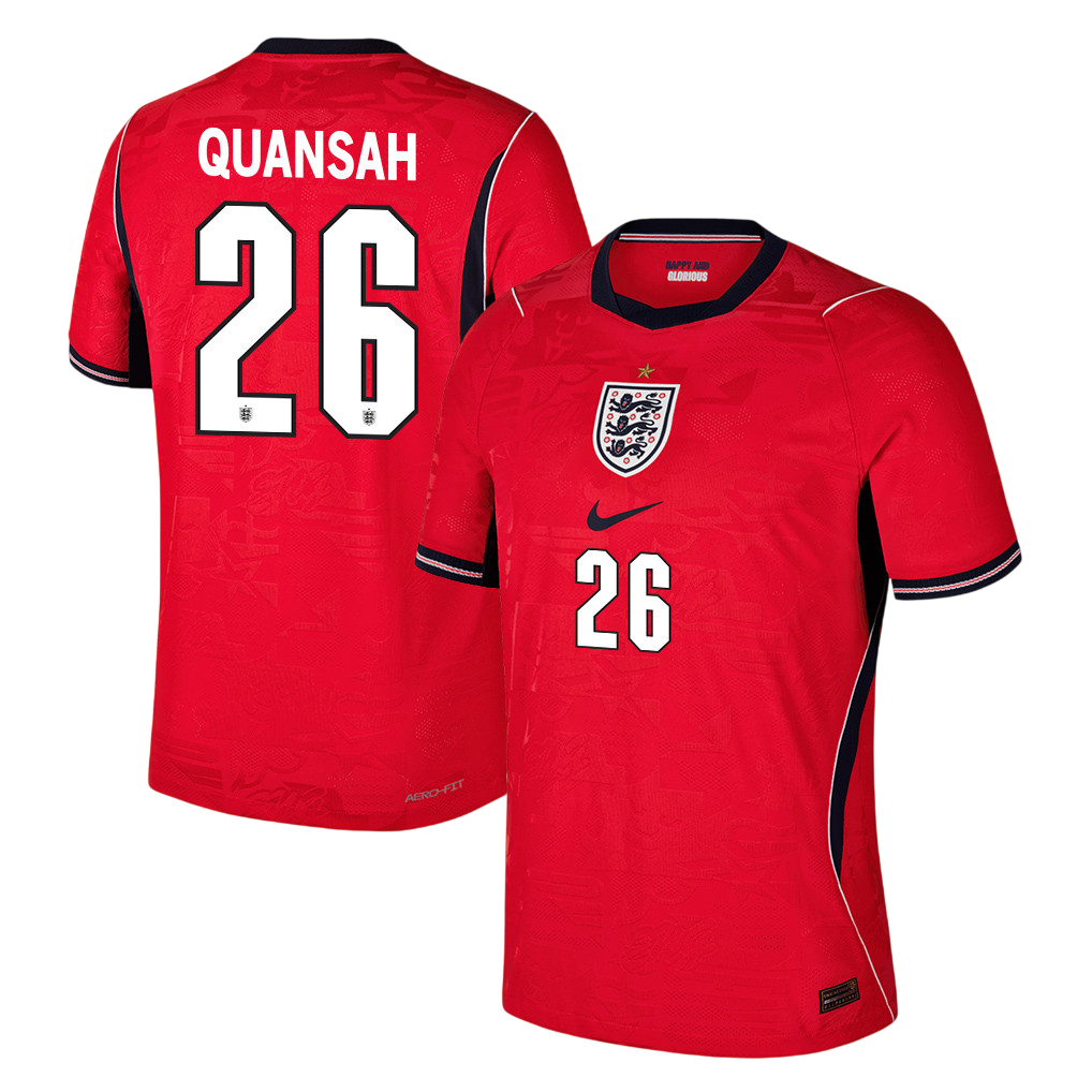 England QUANSAH #26 Away World Cup 2026 Jersey Red Men's