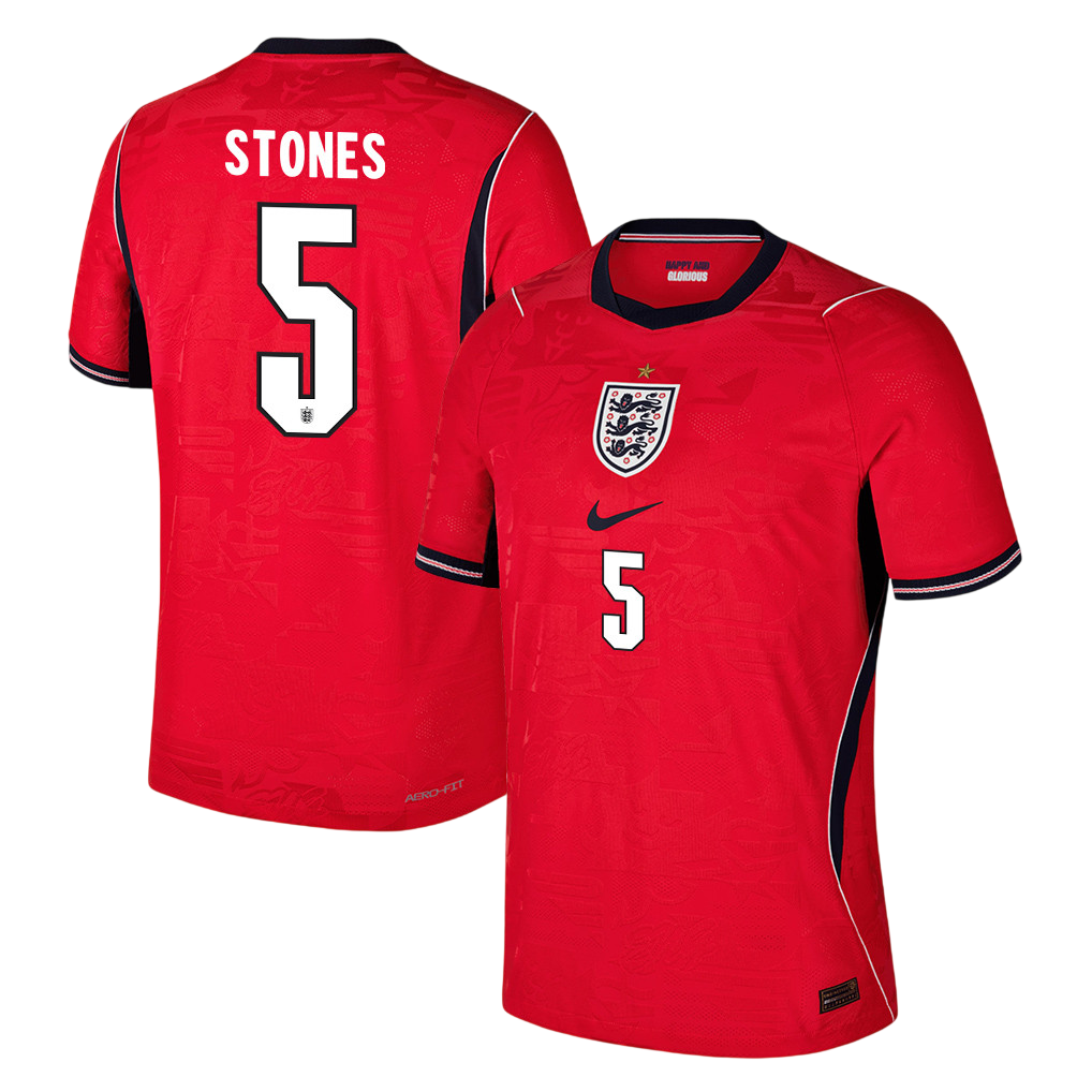 England STONES #5 Away World Cup 2026 Jersey Red Men's