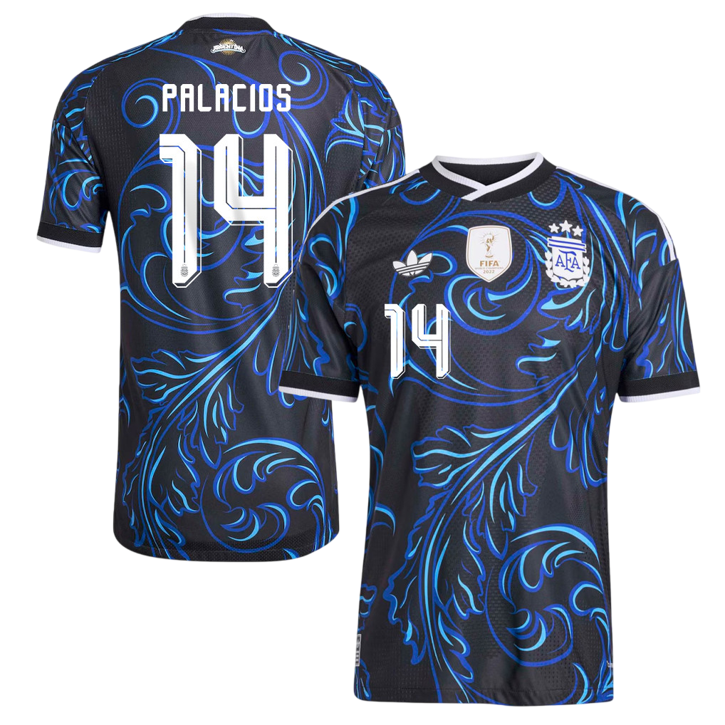 Argentina PALACIOS #14 Away World Cup 2026 Jersey Blue & Black Men's