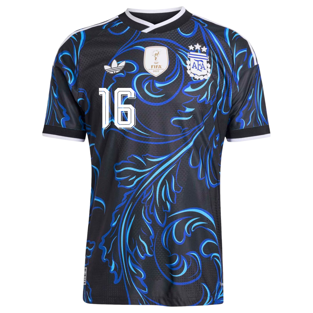 Argentina ALMADA #16 Away World Cup 2026 Jersey Blue & Black Men's