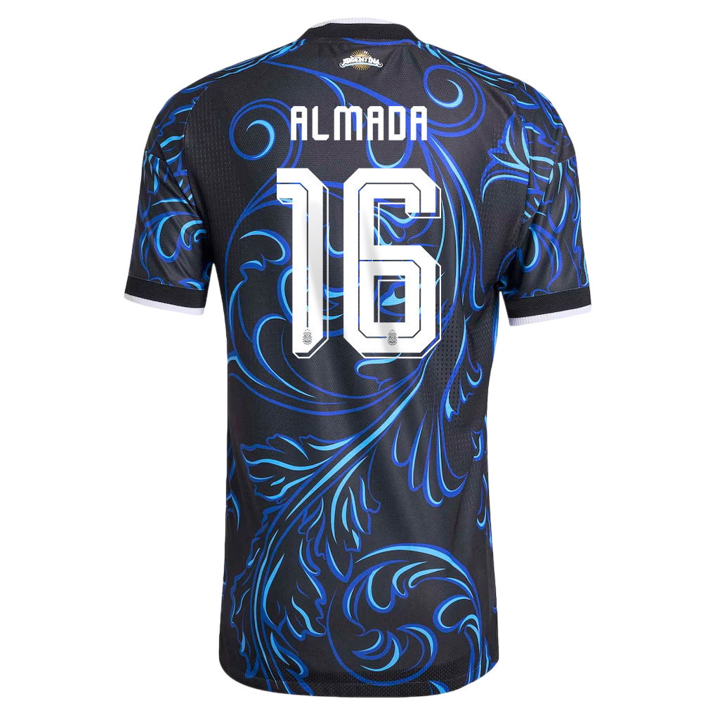 Argentina ALMADA #16 Away World Cup 2026 Jersey Blue & Black Men's