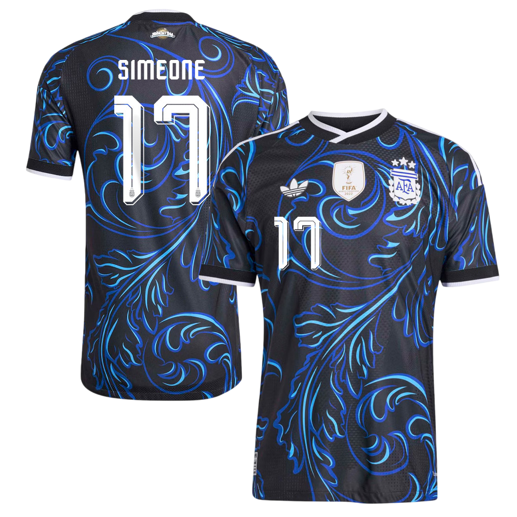 Argentina SIMEONE #17 Away World Cup 2026 Jersey Blue & Black Men's