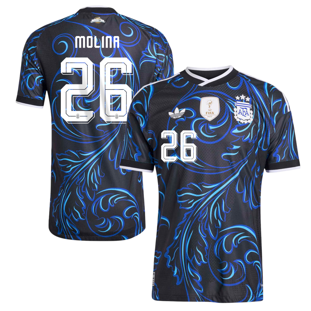 Argentina MOLINA #26 Away World Cup 2026 Jersey Blue & Black Men's