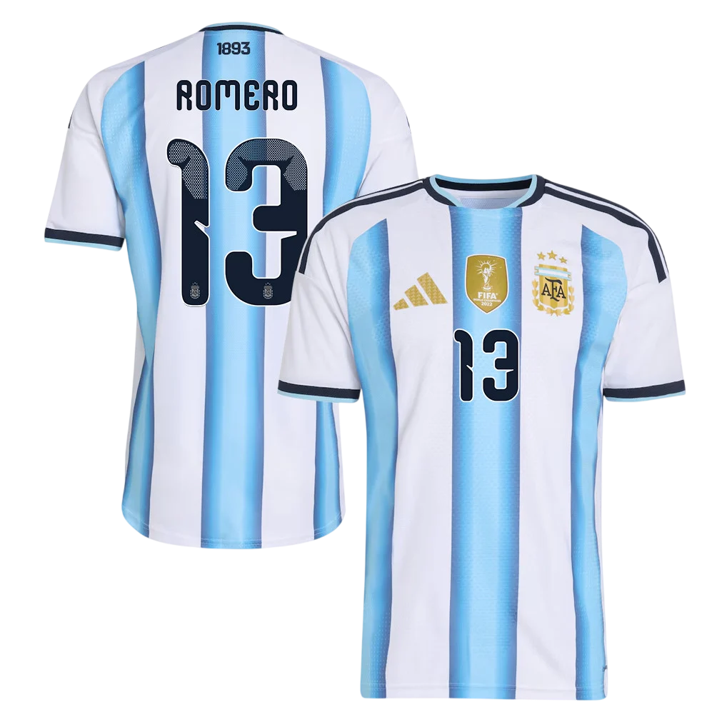 Argentina ROMERO #13 Home World Cup 2026 Jersey White & Blue Men's