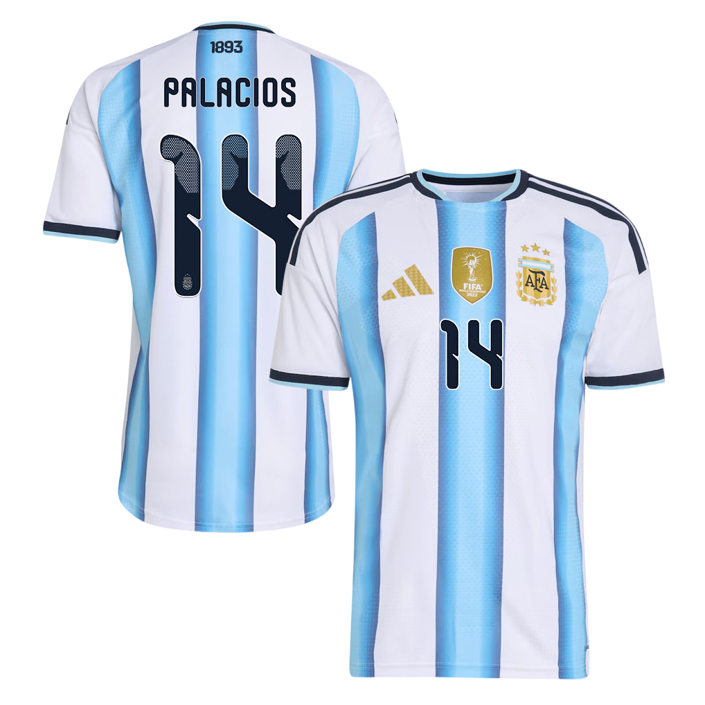 Argentina PALACIOS #14 Home World Cup 2026 Jersey White & Blue Men's