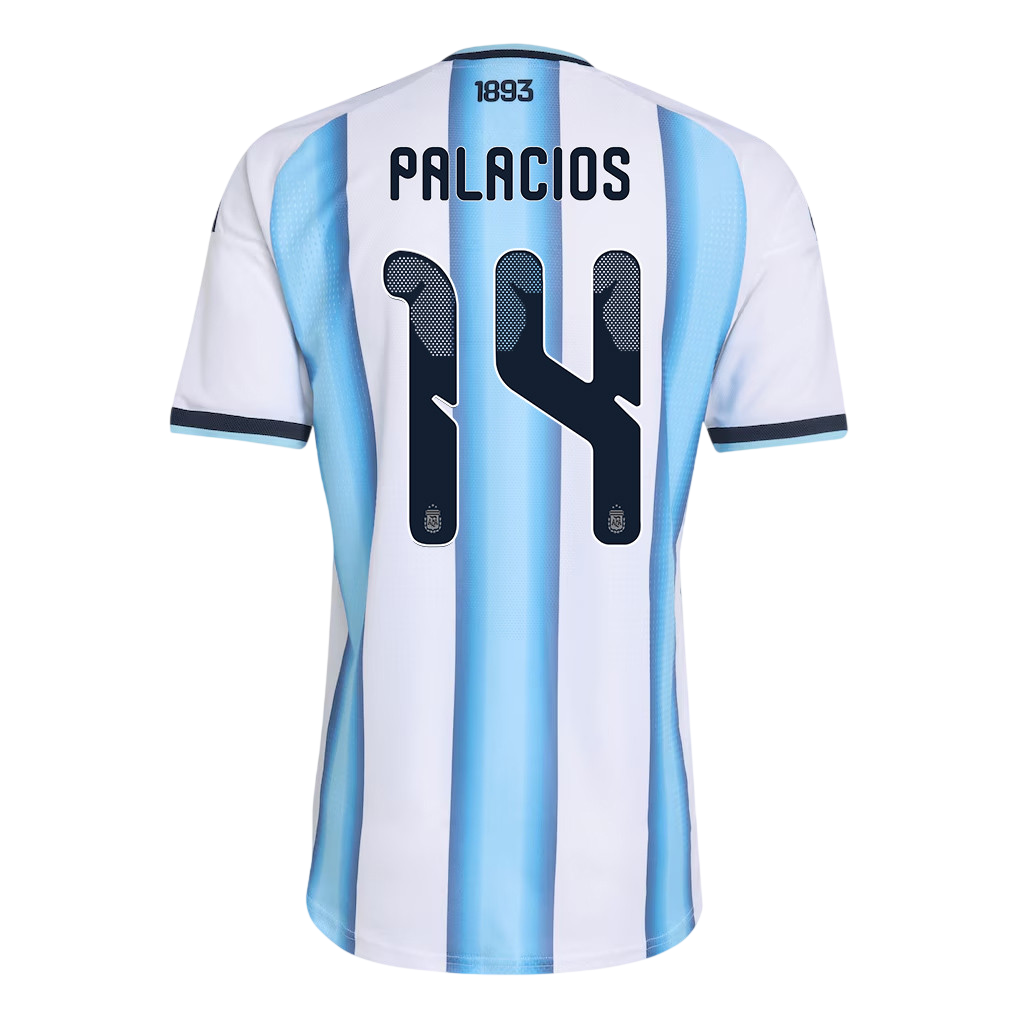 Argentina PALACIOS #14 Home World Cup 2026 Jersey White & Blue Men's