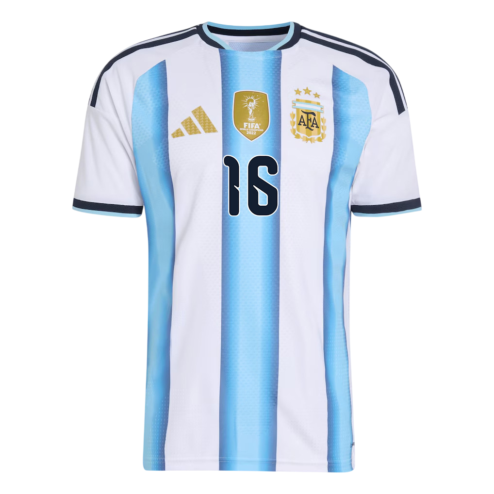 Argentina ALMADA #16 Home World Cup 2026 Jersey White & Blue Men's