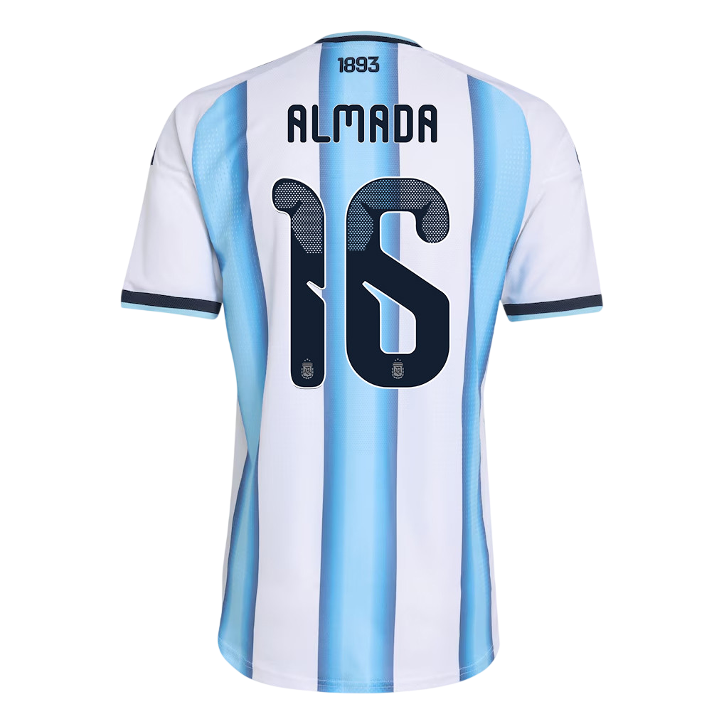 Argentina ALMADA #16 Home World Cup 2026 Jersey White & Blue Men's