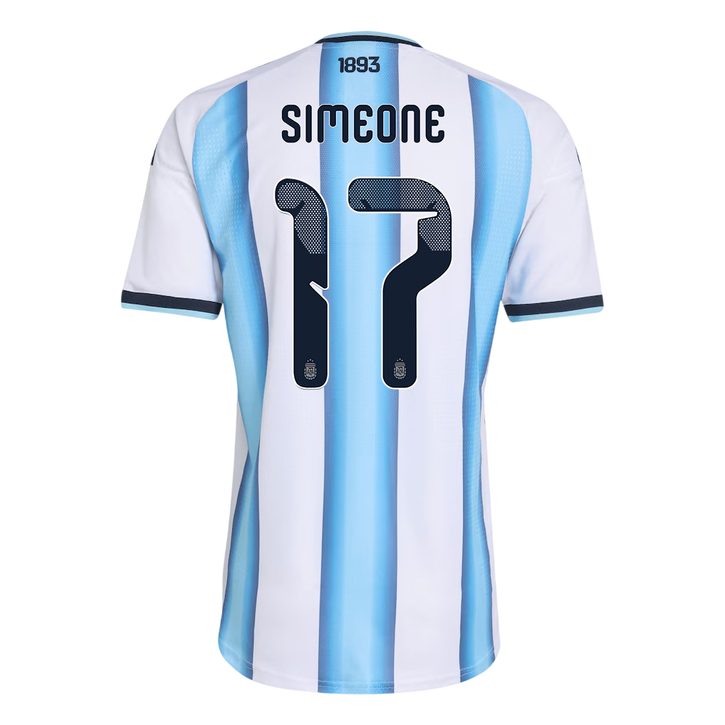 Argentina SIMEONE #17 Home World Cup 2026 Jersey White & Blue Men's