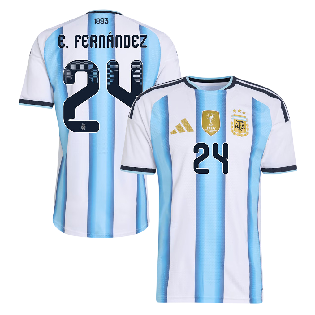 Argentina E. FERNÁNDEZ #24 Home World Cup 2026 Jersey White & Blue Men's