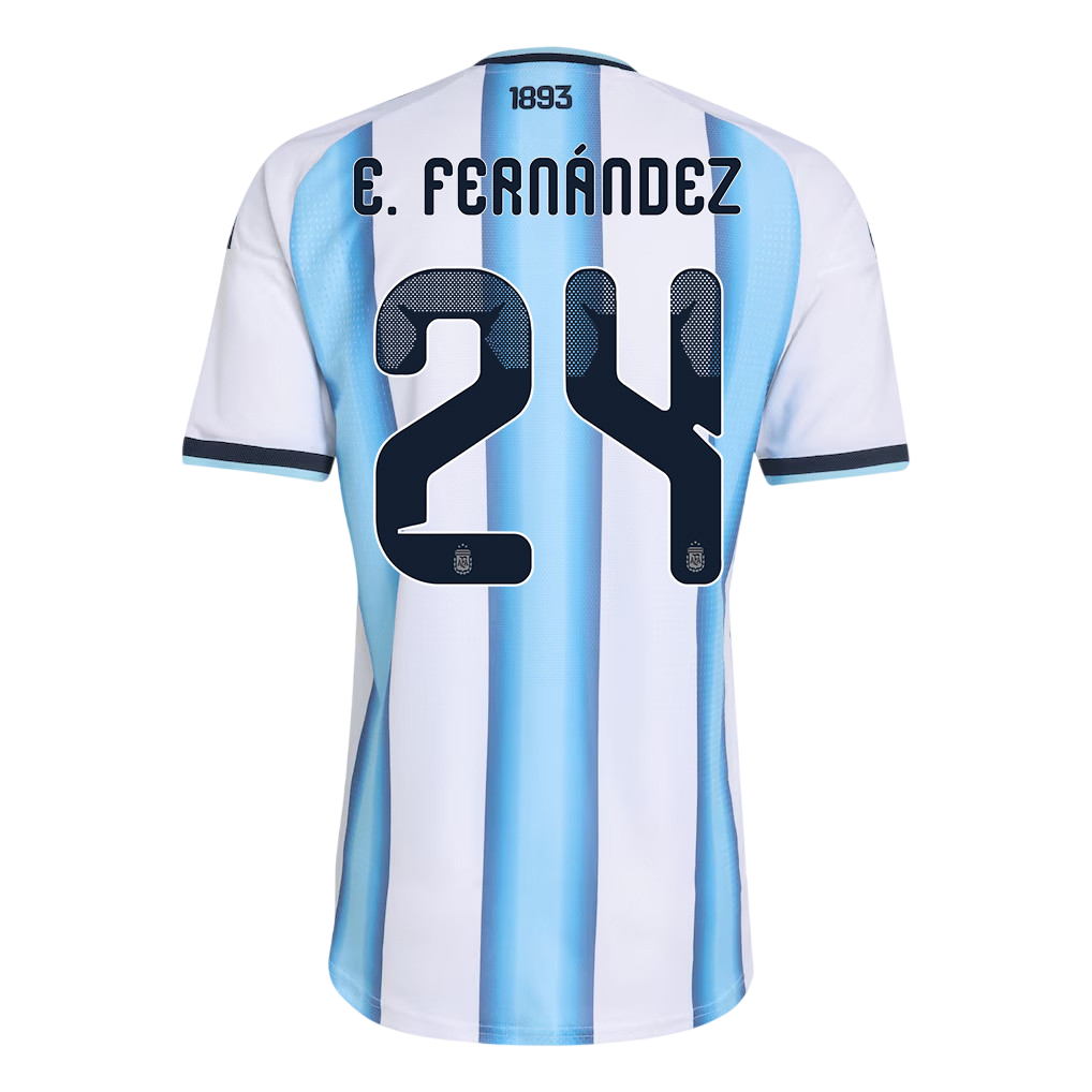 Argentina E. FERNÁNDEZ #24 Home World Cup 2026 Jersey White & Blue Men's