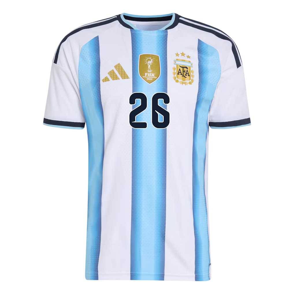 Argentina MOLINA #26 Home World Cup 2026 Jersey White & Blue Men's
