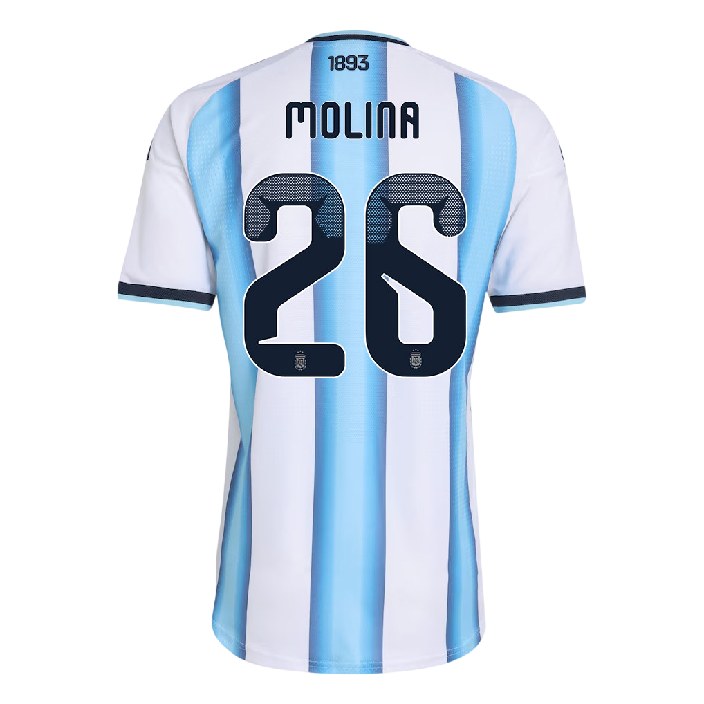 Argentina MOLINA #26 Home World Cup 2026 Jersey White & Blue Men's