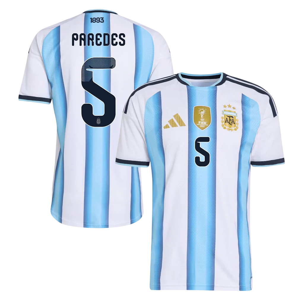 Argentina PAREDES #5 Home World Cup 2026 Jersey White & Blue Men's