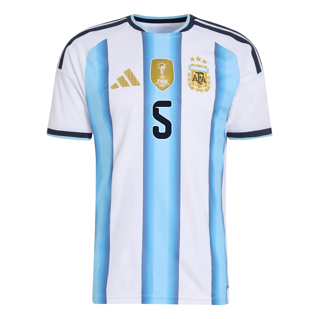 Argentina PAREDES #5 Home World Cup 2026 Jersey White & Blue Men's