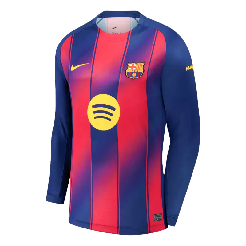 Barcelona Home 2025/26 Long Sleeve Jersey Red & Blue Men's