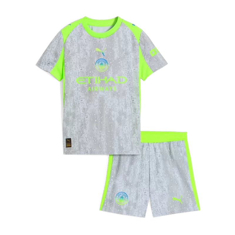 Man City Third 2025/26 Kit Grey Kids