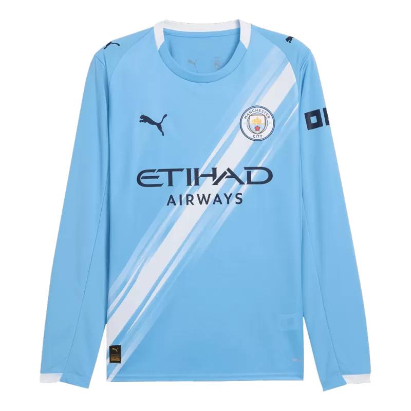 Man City Home 2025/26 Long Sleeve Jersey Light Blue Men's