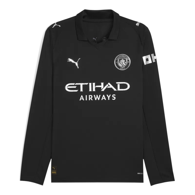 Man City Away 2025/26 Long Sleeve Jersey Black Men's