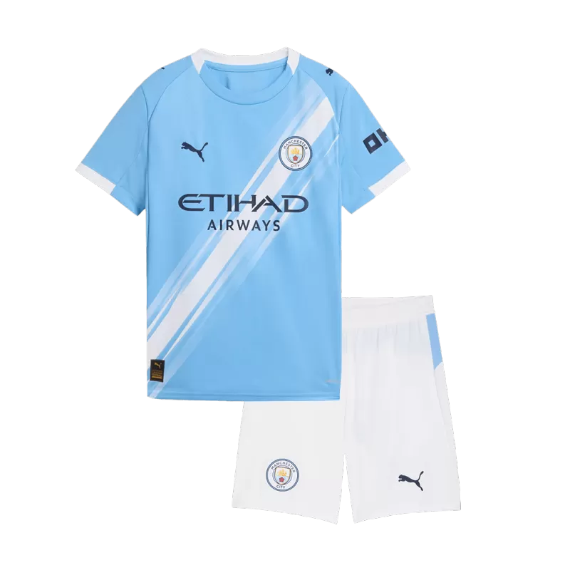 Man City Home 2025/26 Kit Light Blue Kids