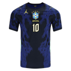 Brazil NEYMAR JR. #10 Away World Cup 2026 Jersey Player's Version Blue & Black Men's