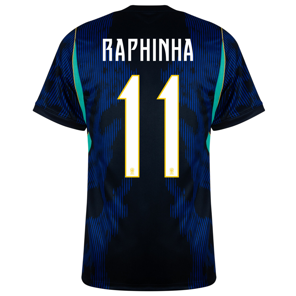 Brazil RAPHINA #11 Away World Cup 2026 Jersey Blue & Black Men's