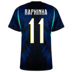 Brazil RAPHINA #11 Away World Cup 2026 Jersey Blue & Black Men's
