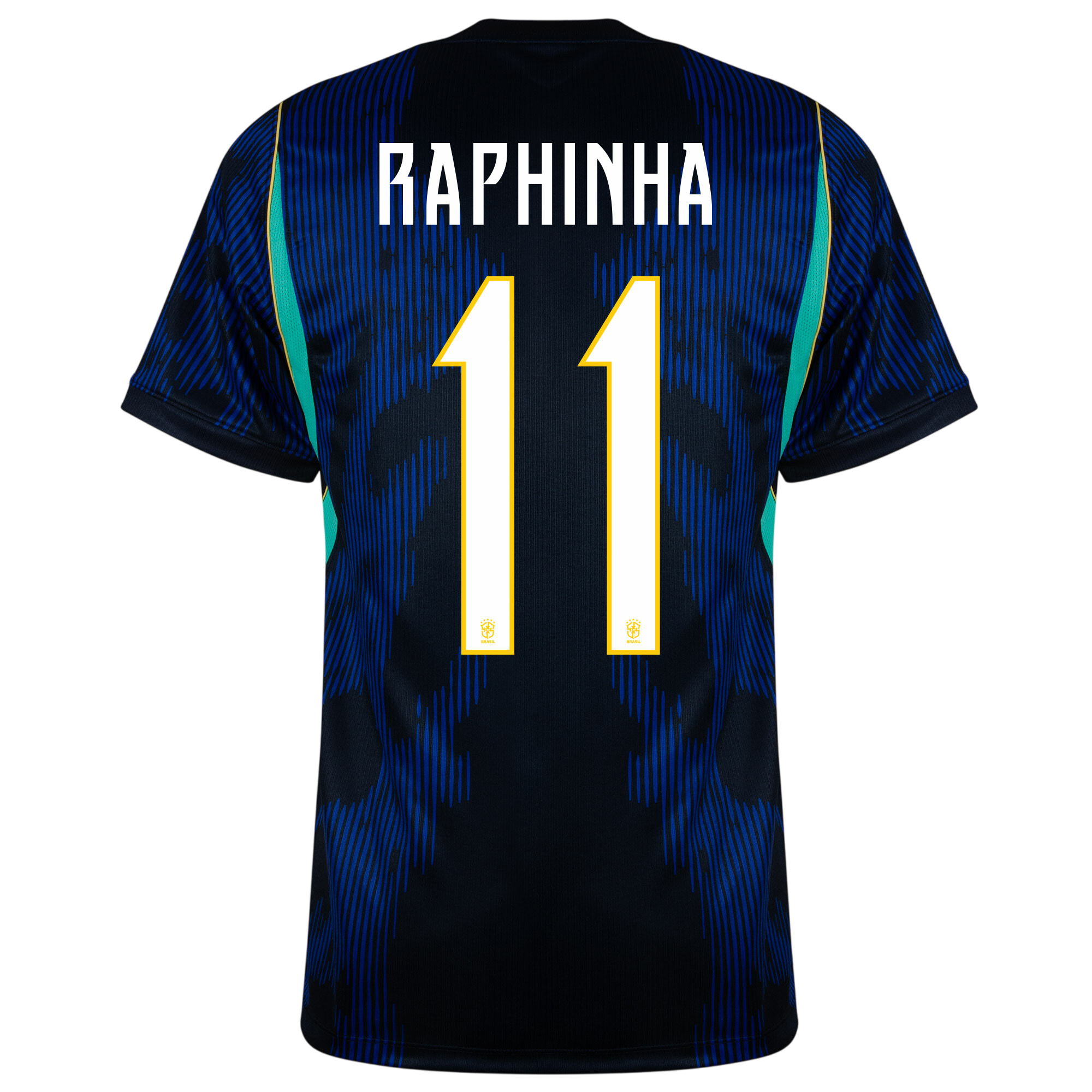 Brazil RAPHINA #11 Away World Cup 2026 Jersey Blue & Black Men's