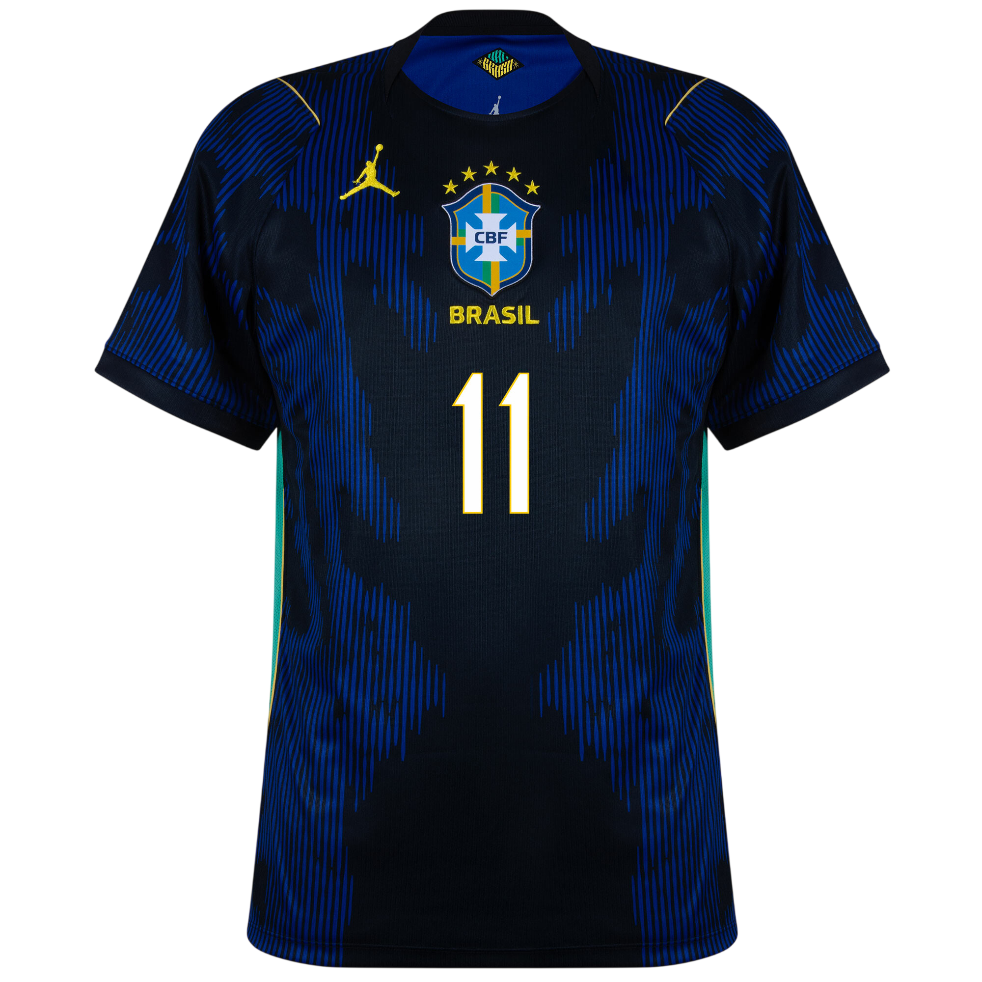 Brazil RAPHINA #11 Away World Cup 2026 Jersey Blue & Black Men's