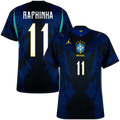 Brazil RAPHINA #11 Away World Cup 2026 Jersey Blue & Black Men's