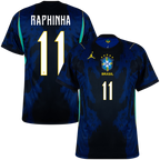 Brazil RAPHINA #11 Away World Cup 2026 Jersey Blue & Black Men's
