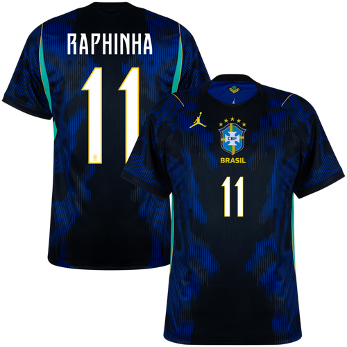Brazil RAPHINA #11 Away World Cup 2026 Jersey Blue & Black Men's