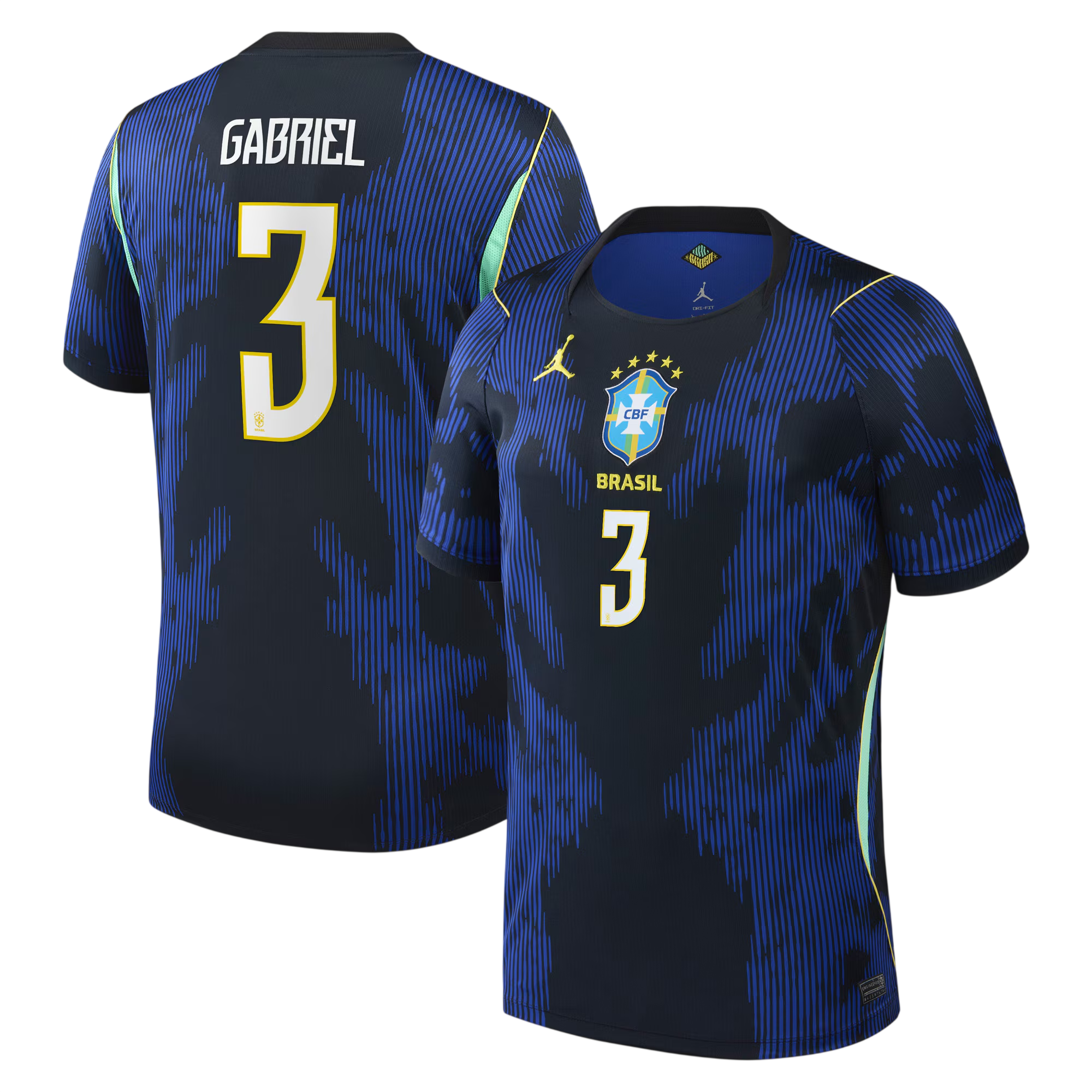 Brazil GABRIEL MALGALHÃES #3 Away World Cup 2026 Jersey Blue & Black Men's