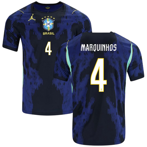Brazil MARQUINHOS #4 Away World Cup 2026 Jersey Blue & Black Men's
