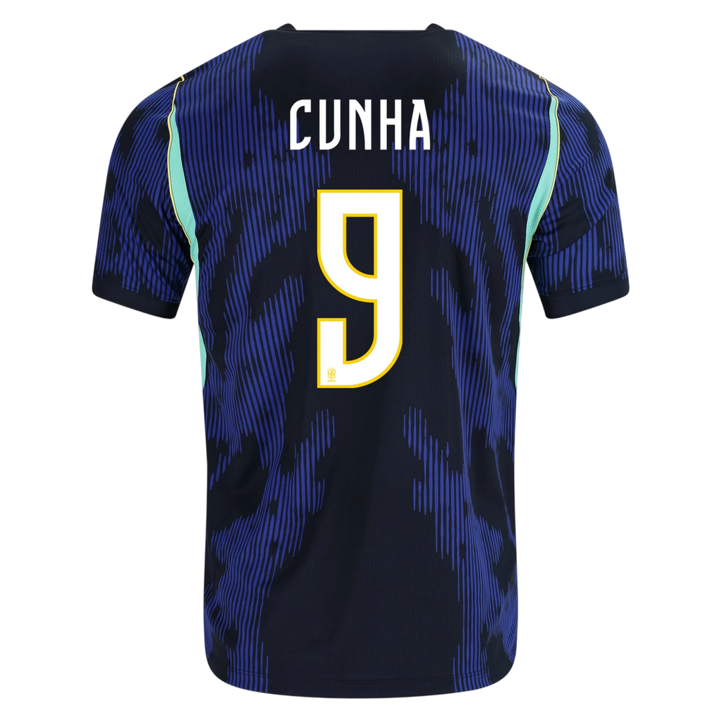 Brazil CUNHA #9 Away World Cup 2026 Jersey Blue & Black Men's