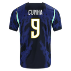 Brazil CUNHA #9 Away World Cup 2026 Jersey Blue & Black Men's