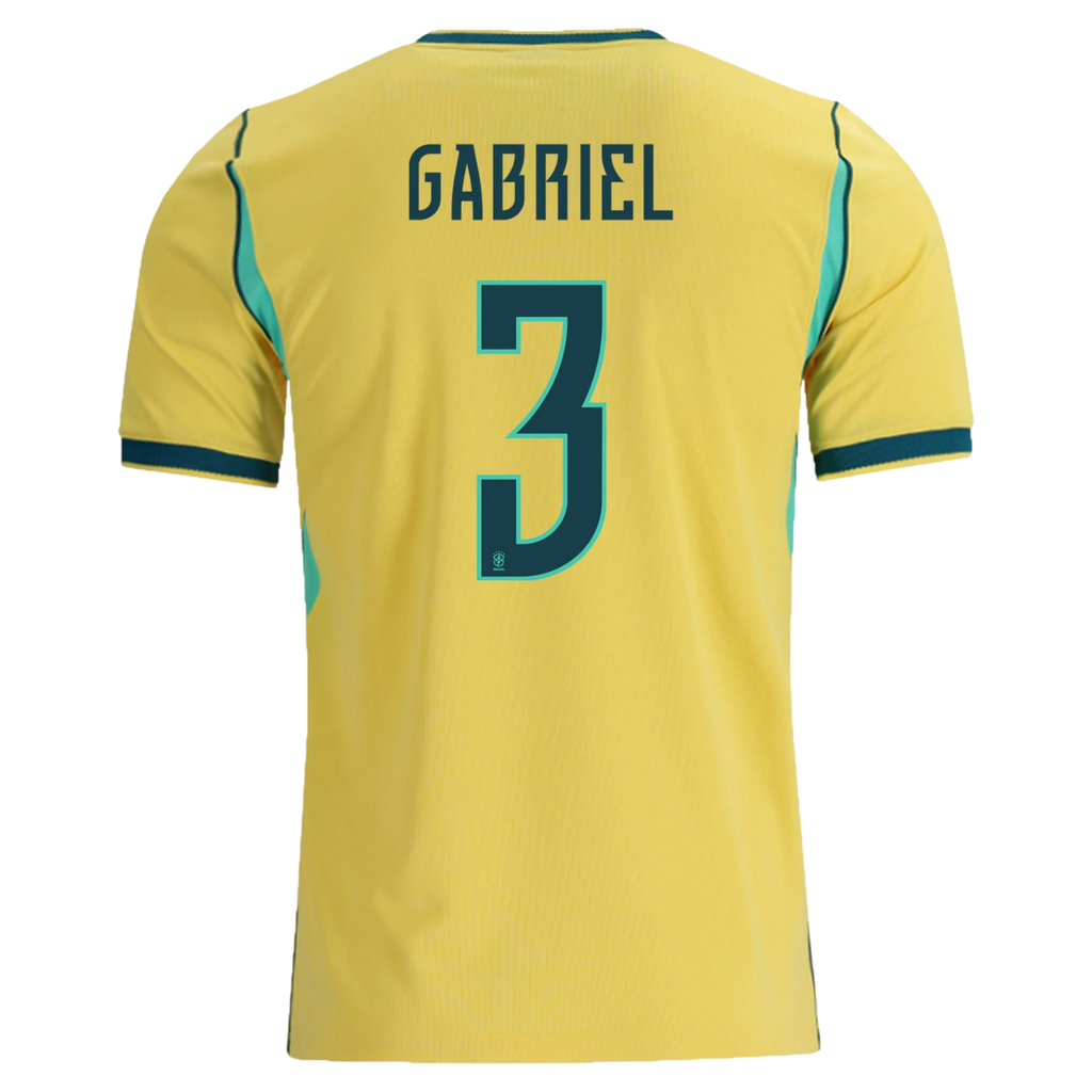 Brazil GABRIEL #3 Home World Cup 2026 Jersey Yellow Men's