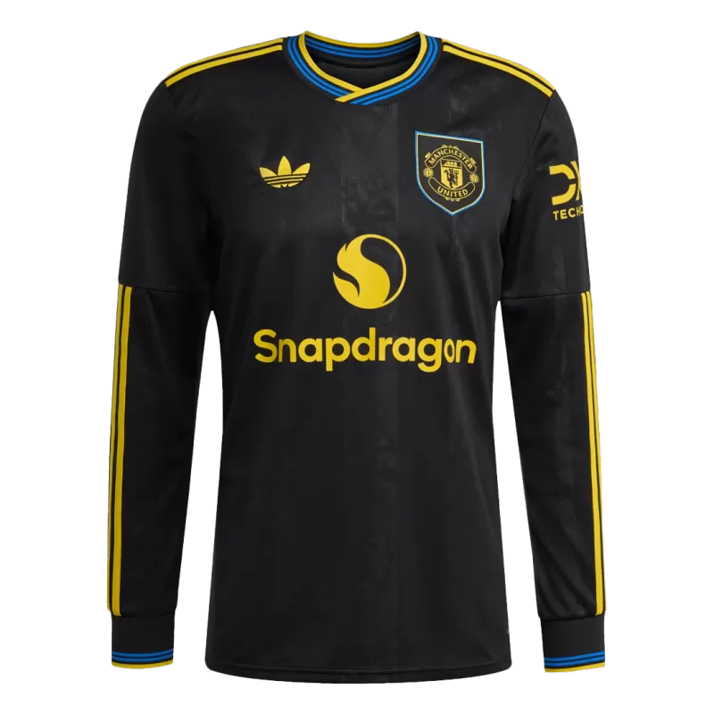Manchester United Third 2025/26 Long Sleeve Jersey Black Men's