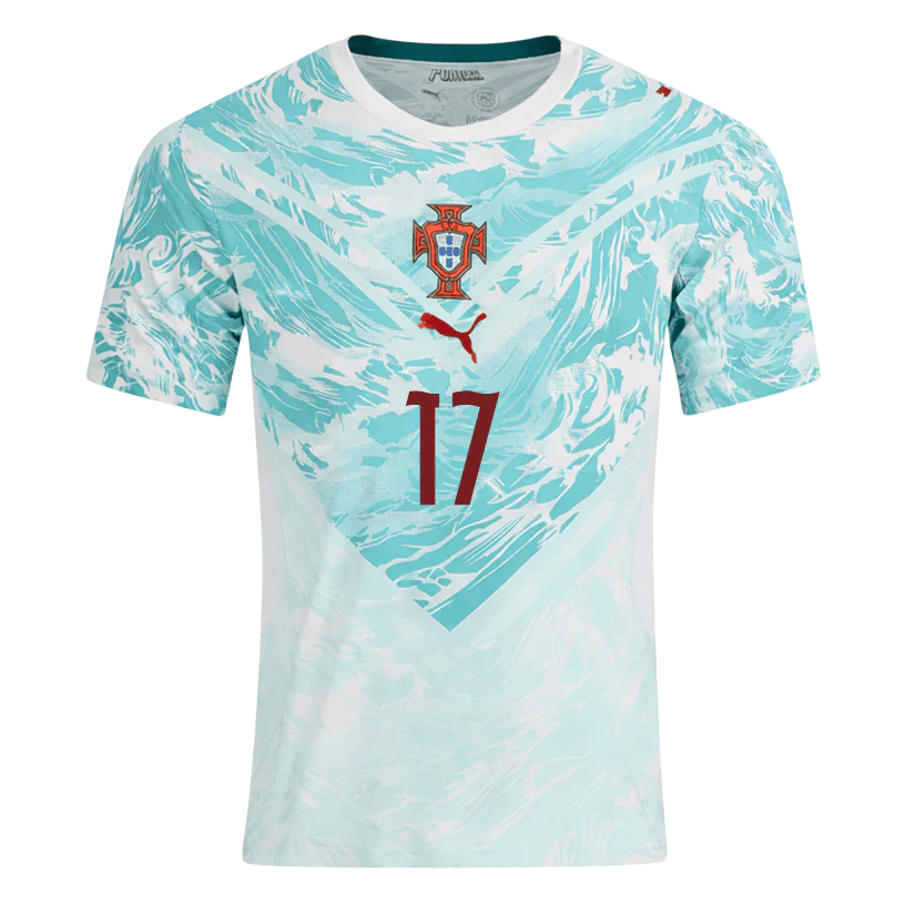 Portugal RAFAEL LEÃO #17 Away World Cup 2026 Jersey White & Blue Men's
