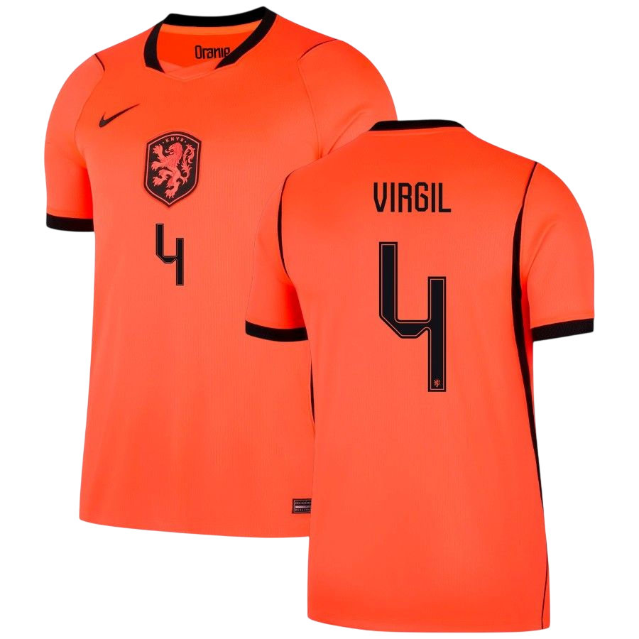 Netherlands VIRGIL #4 Home World Cup 2026 Jersey Orange Men's