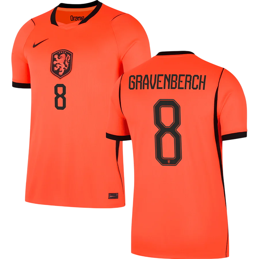 Netherlands GRAVENBERCH #8 Home World Cup 2026 Jersey Orange Men's