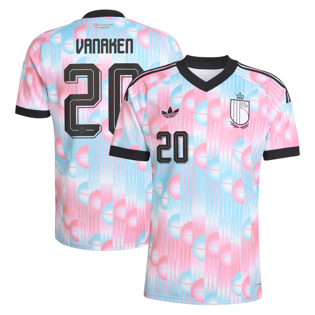Belgium VANAKEN #20 Away World Cup 2026 Jersey Pink & Blue Men's