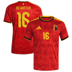 Belgium DE WINTER #16 Home World Cup 2026 Jersey Red Men's