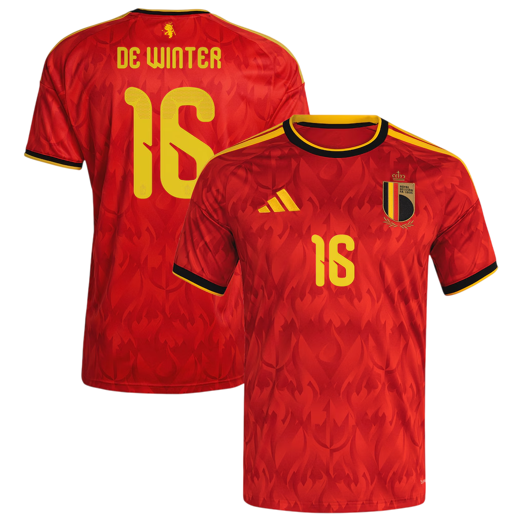 Belgium DE WINTER #16 Home World Cup 2026 Jersey Red Men's