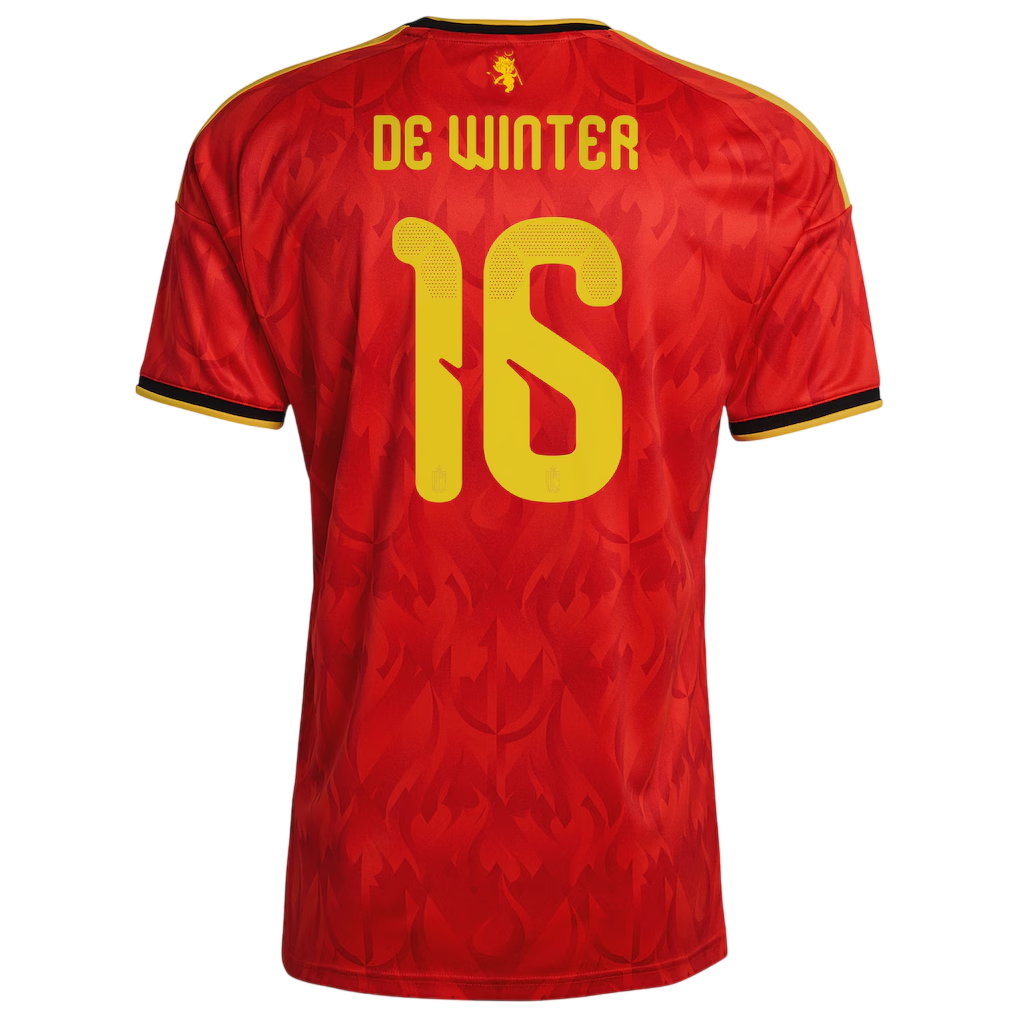 Belgium DE WINTER #16 Home World Cup 2026 Jersey Red Men's